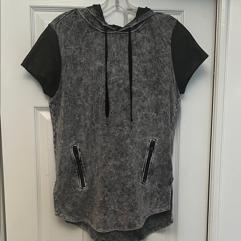 Benjamin Jay Hooded Sweatshirt with faux leather sleeves